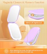 Gospire Lighted Compact Mirror Purple 1X/3X Magnification Three-Color LED view 6