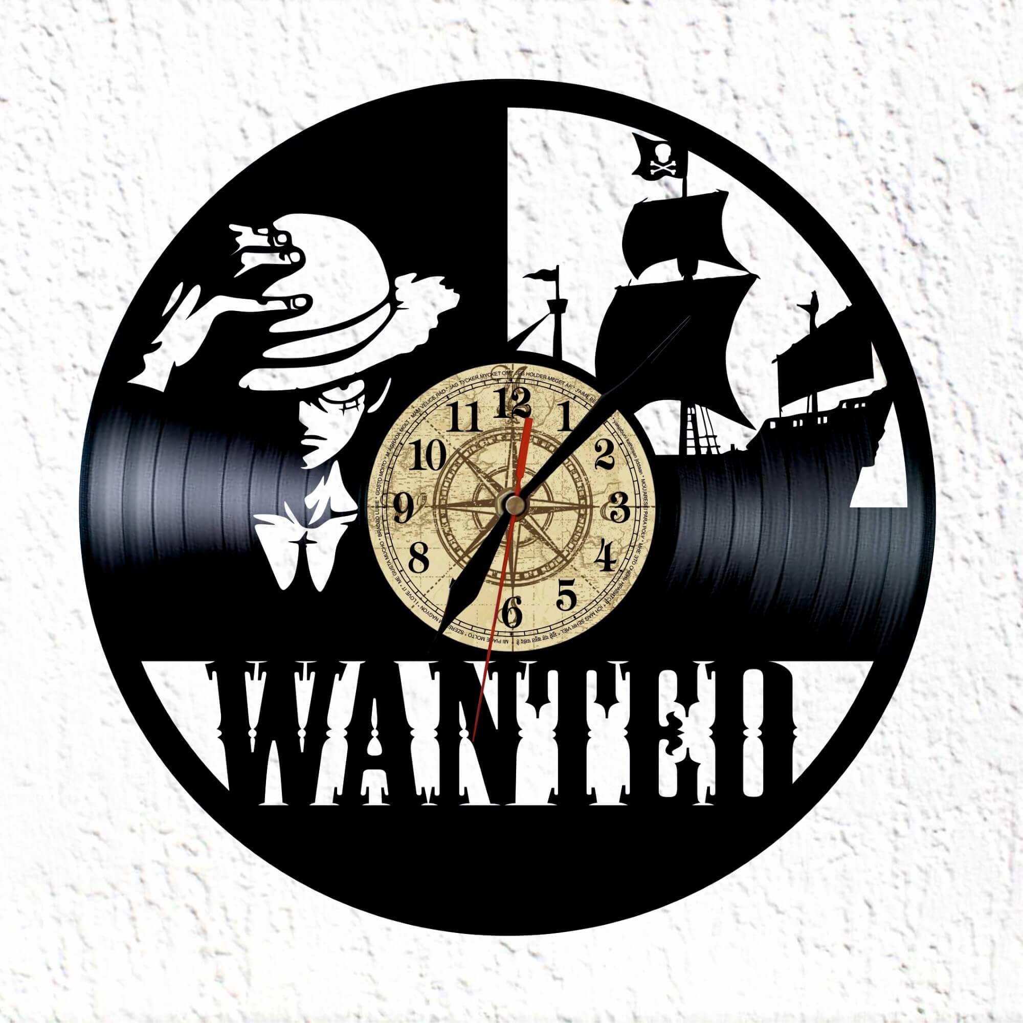 VINY WOODY Wanted Pirate Vinyl Record Clock Adventure Action Humor Wall Decoration Original Gift