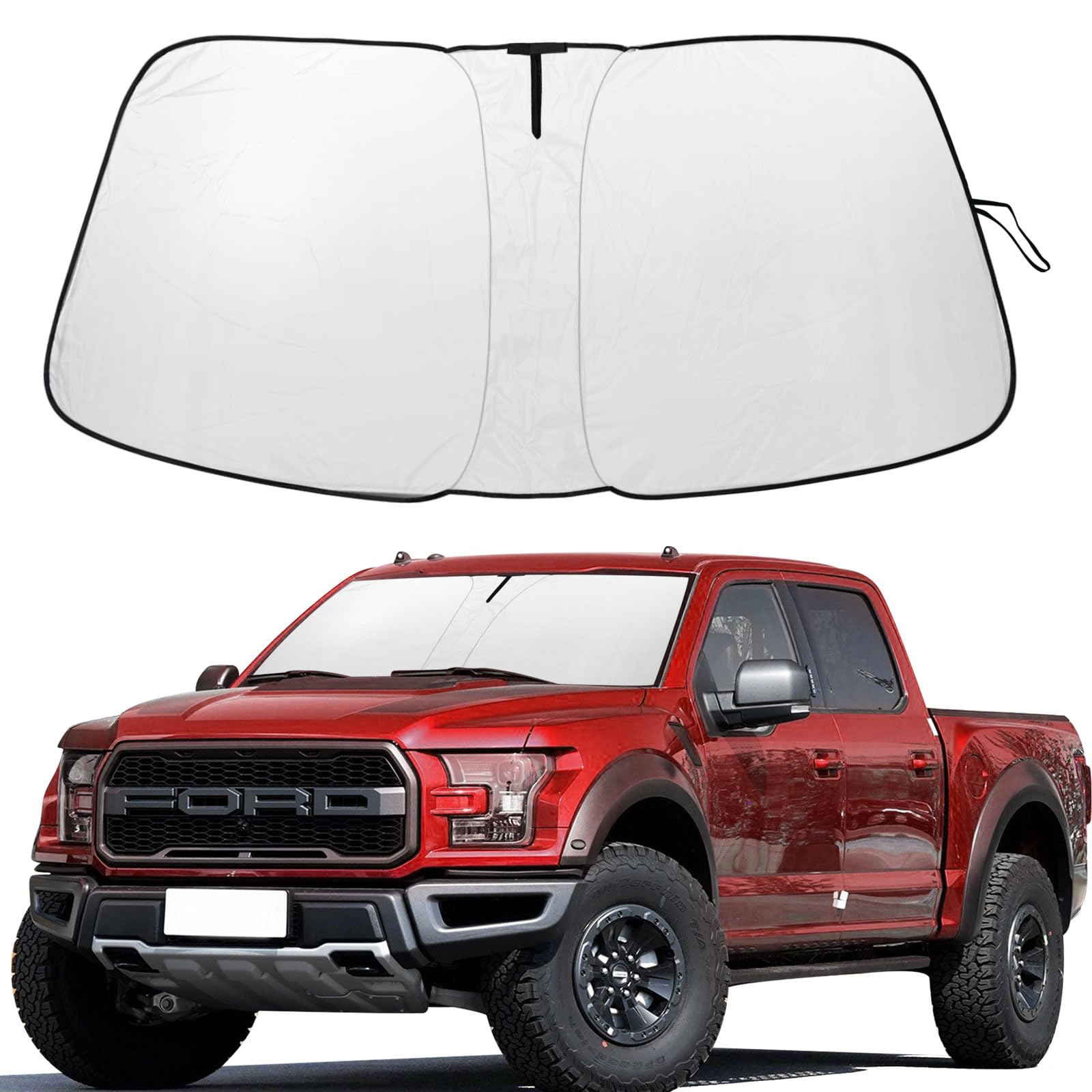 Photo 1 of 2024 Upgrade Front Windshield Sunshade fit for Ford F150 2009-2014 Foldable Car Shade 240T Reflective Polyester Ford F-150 Lariat King Ranch Platinum XL XLT Limited Raptor Accessories |Keep Cool|