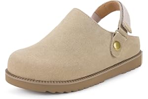 ZUSERIS Kids Clogs Girls Platform Slippers with Adjustable Back Strap Boys Slip On Suede Clog Slippers Cute Unisex-Child Leather Mules for Indoor and Outdoor