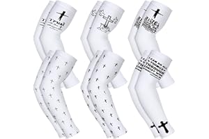 Jamntower 6 Pairs UV Sun Protection Baseball Arm Sleeves Cooling Faith Cross Arm Sleeves for Christian Sports Men Youth