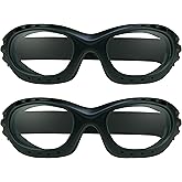 Bikershades Motorcycle Safety Riding Goggles Men Women. Polarized Lens, Smoke, Mirrored Blue or Orange, Clear Yellow Lenses