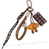 Angyape Cute Croissant Keychain for Women Bag Charms Purse Charms for Handbags Car Key Wristlet Keychain Rope Food Accessorie