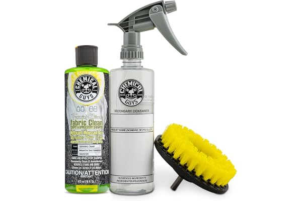 Chemical Guys Foaming Citrus Fabric Clean, Easy-to-Use Drill Brush Carpet & Upholstery Fabric Cleaning Kit (Car Carpets, Seat