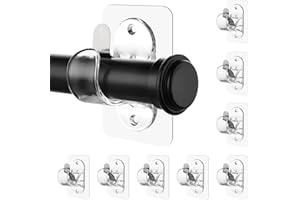 Antimbee 8 Pack Transparent Curtain Rod Bracket, No Drilling Adhesive Curtain Rod Holders for Max 1.3in Rods, 18lbs Load Capacity Hangers for Bathroom, Living Room, Kitchen, TPZJ811