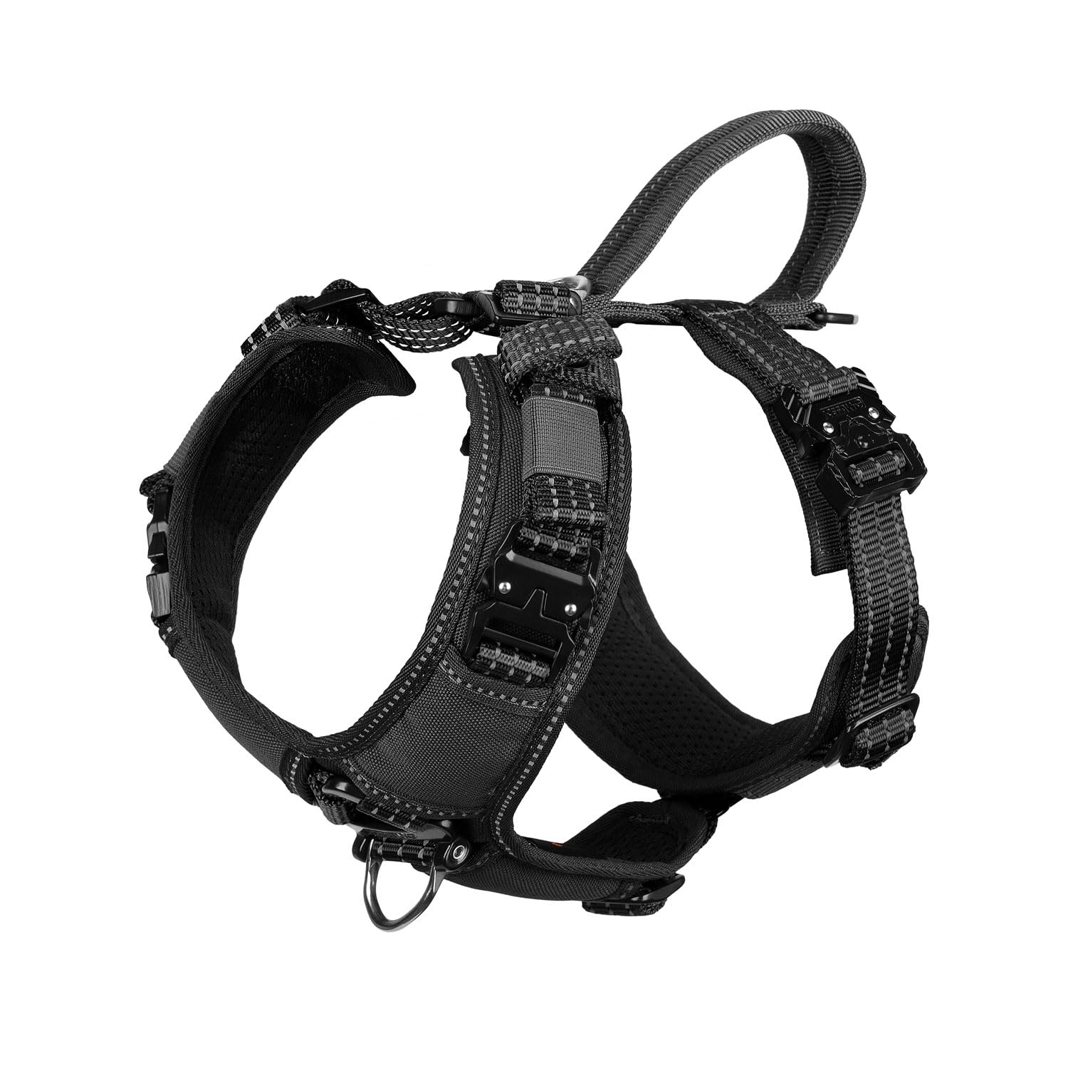 Photo 1 of ICEFANG Dog Strap Harness with All-Metal Hardware,for Small Sized Dog,K9 Vest,Y-Shape Soft Padding,Adjustable Pet Harness,No-Pull Front Leash Clip (Small (Pack of 1), Black)