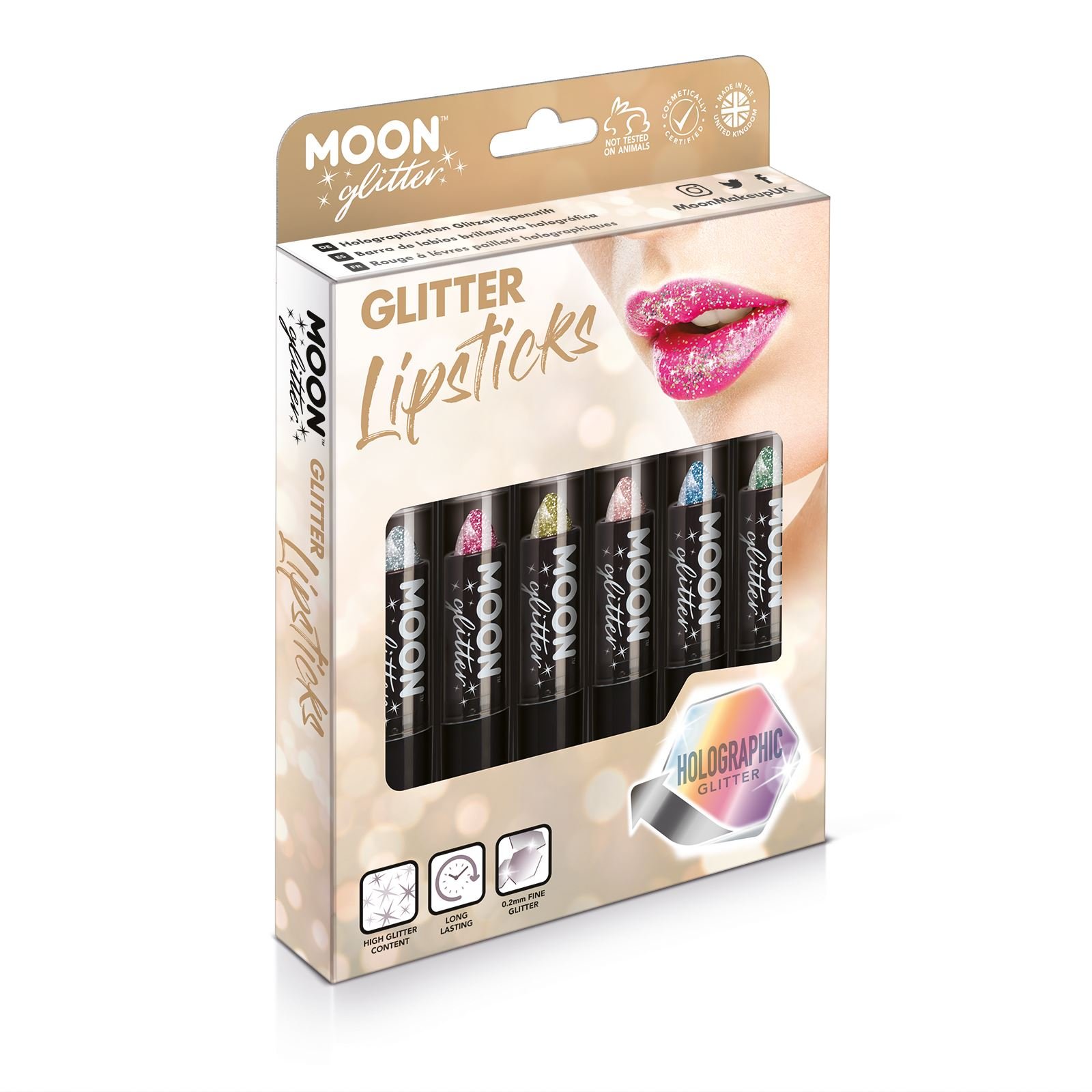 Holographic Glitter Lipstick by Moon Glitter - Boxset
