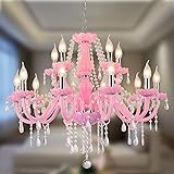 ZIOKOK K9 Pink Crystal Chandelier, 15-Light Crystal