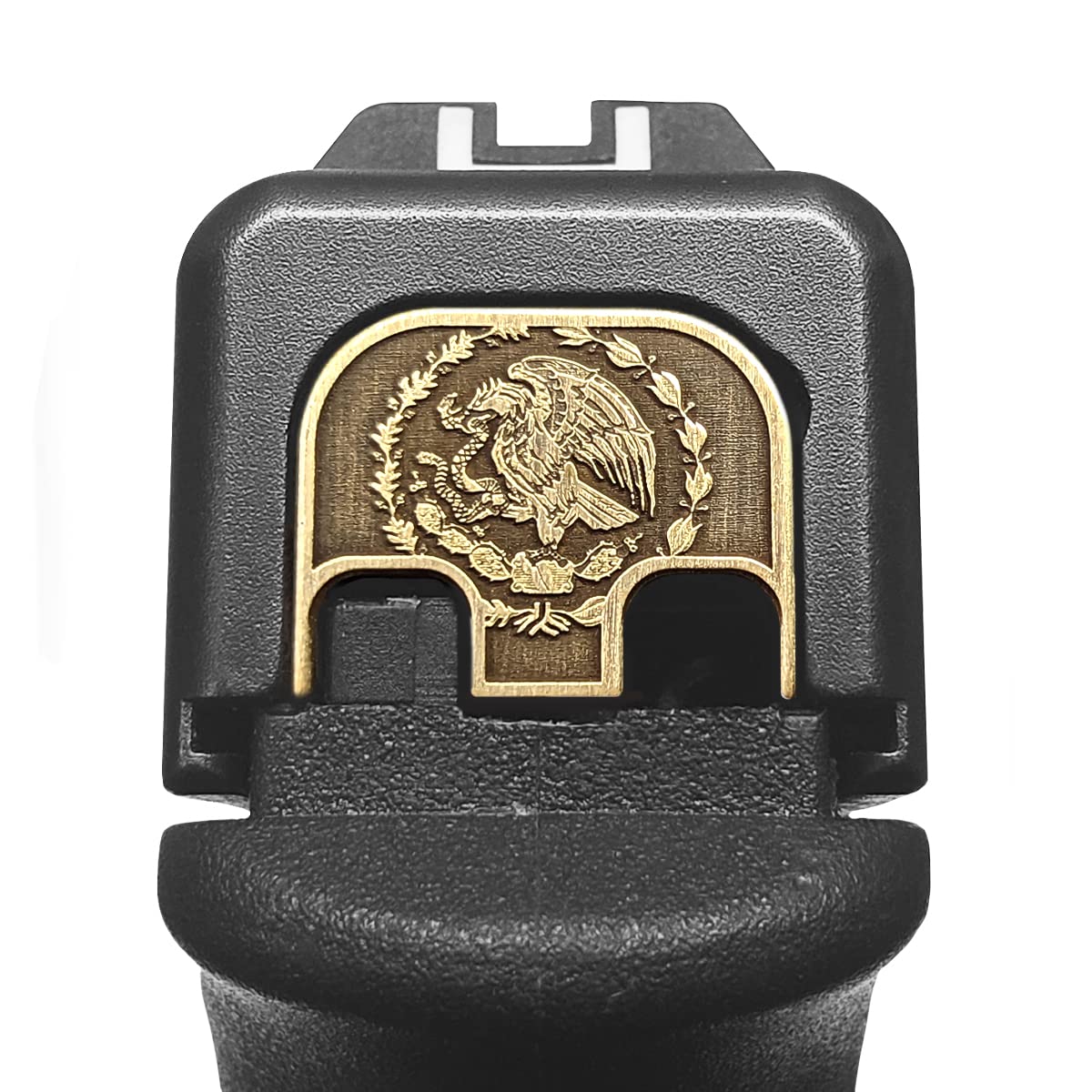 Milspin CNC Milled Brass Slide Back Plate | Glock Gen 1-5 | Mexico Flag 3D Engraved | Made in USA