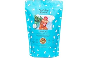 Grubbly Farms Omega Mix Chicken Treats for Laying Hens - Superfood and Omega-Rich Chicken Feed Supplement to Support Egg Production, Strong Eggshells and Nutritious Yolks - 1LB