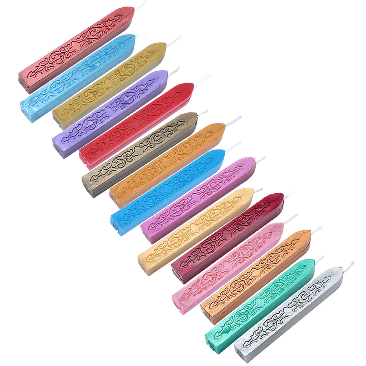 Yoption 15 Pcs Totem Fire Manuscript Sealing Wax Sticks with Wicks and Romantic Seal Stamp for Postage Letter