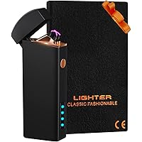 Gifts for Men Electric Lighter, Coquimbo Windproof Rechargeable Lighter with Long Battery Life & LED Power Display, Flameless