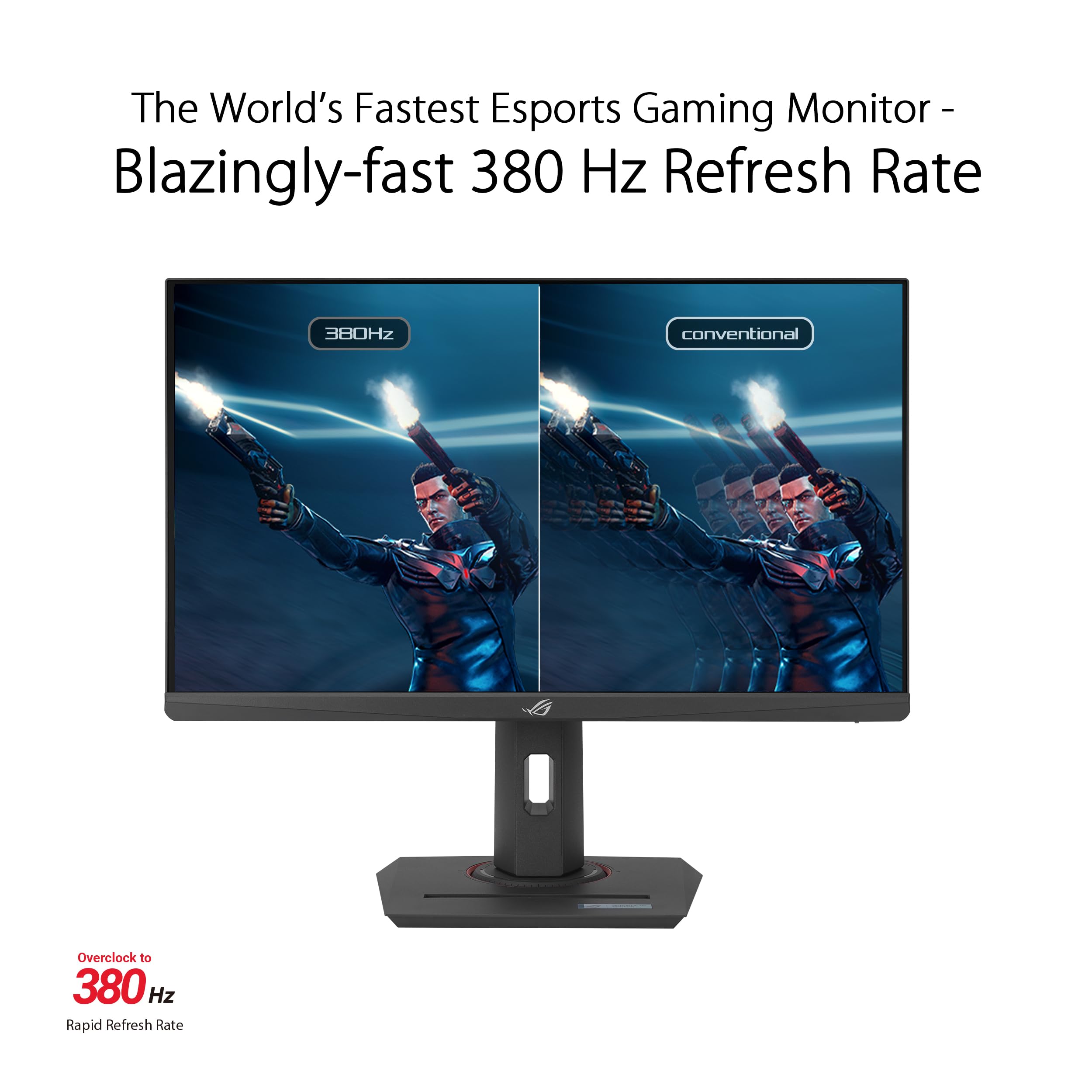 ASUS ROG Strix 25” (24.5” viewable) Esports Gaming Monitor (XG259QNS) - Full HD, 380Hz, 0.3ms, Fast IPS, Extreme Low Motion Blur Sync, FreeSync Premium, DisplayWidget, Ergonomic, 3 yr Warranty