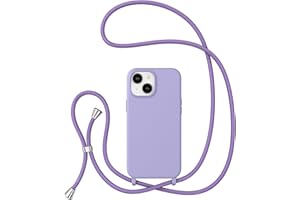 ZTOFERA Crossbody Case for iPhone 15 with Lanyard Strap Adjustable Rope, Liquid Silicone Soft Cover for iPhone 15 6.1 inch-Pu