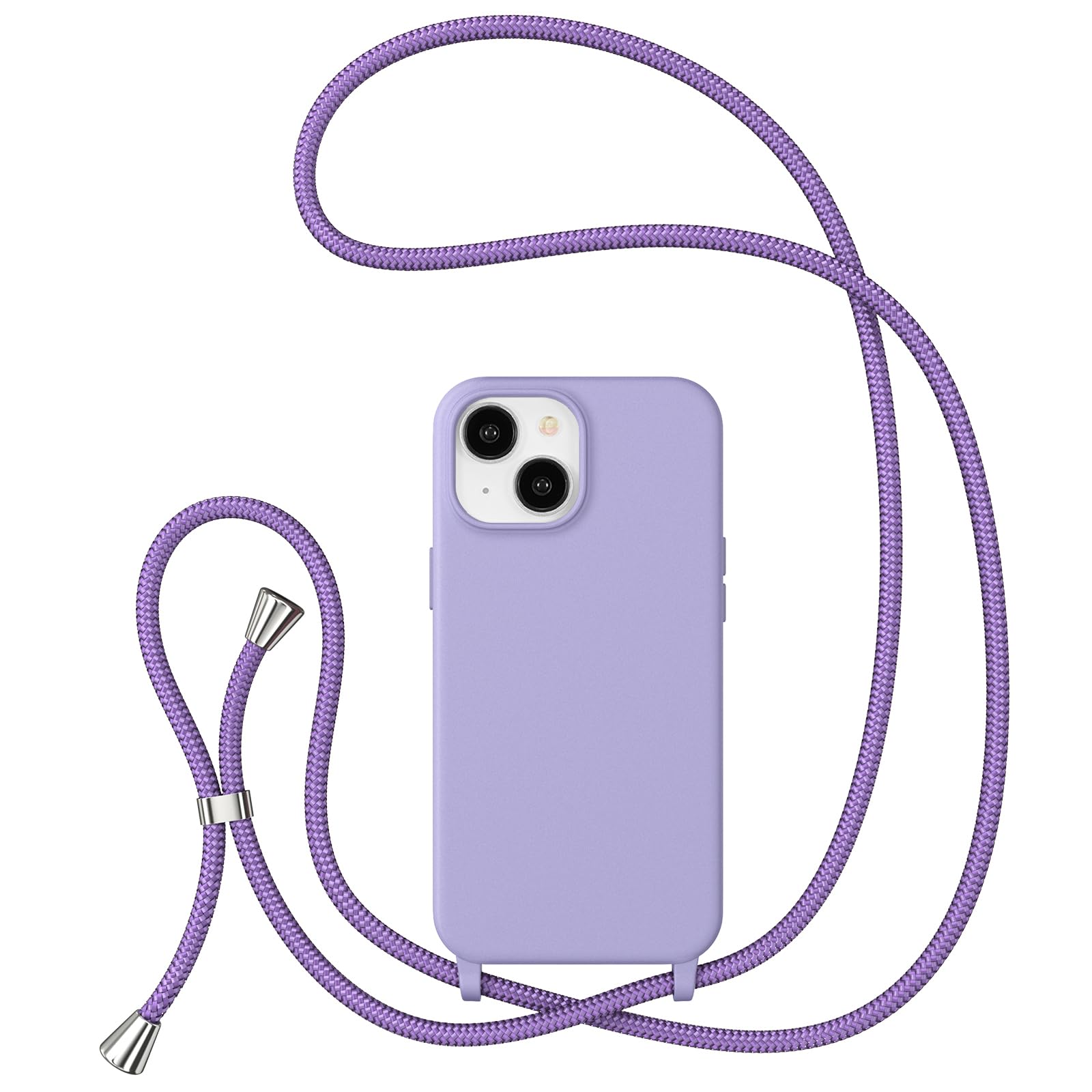 ZTOFERA Crossbody Lanyard Case for iPhone 15 Plus, Liquid Silicone Protective Phone Case with Strap Adjustable Neck Cord Necklace Soft Cover for iPhone 15 Plus/14 Plus, Violet — image 1