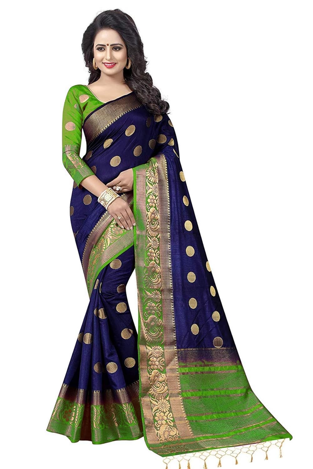 c j enterprise women's kanjivaram art silk sarees with blouse piece