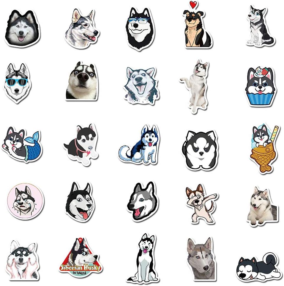 Amazon ハスキー シベリアン ハスキー チュクチ 犬 柴犬 牧羊犬 ロシア犬 大型犬 ワンちゃん ステッカー50枚 50枚h1 ステッカー デカール 車 バイク