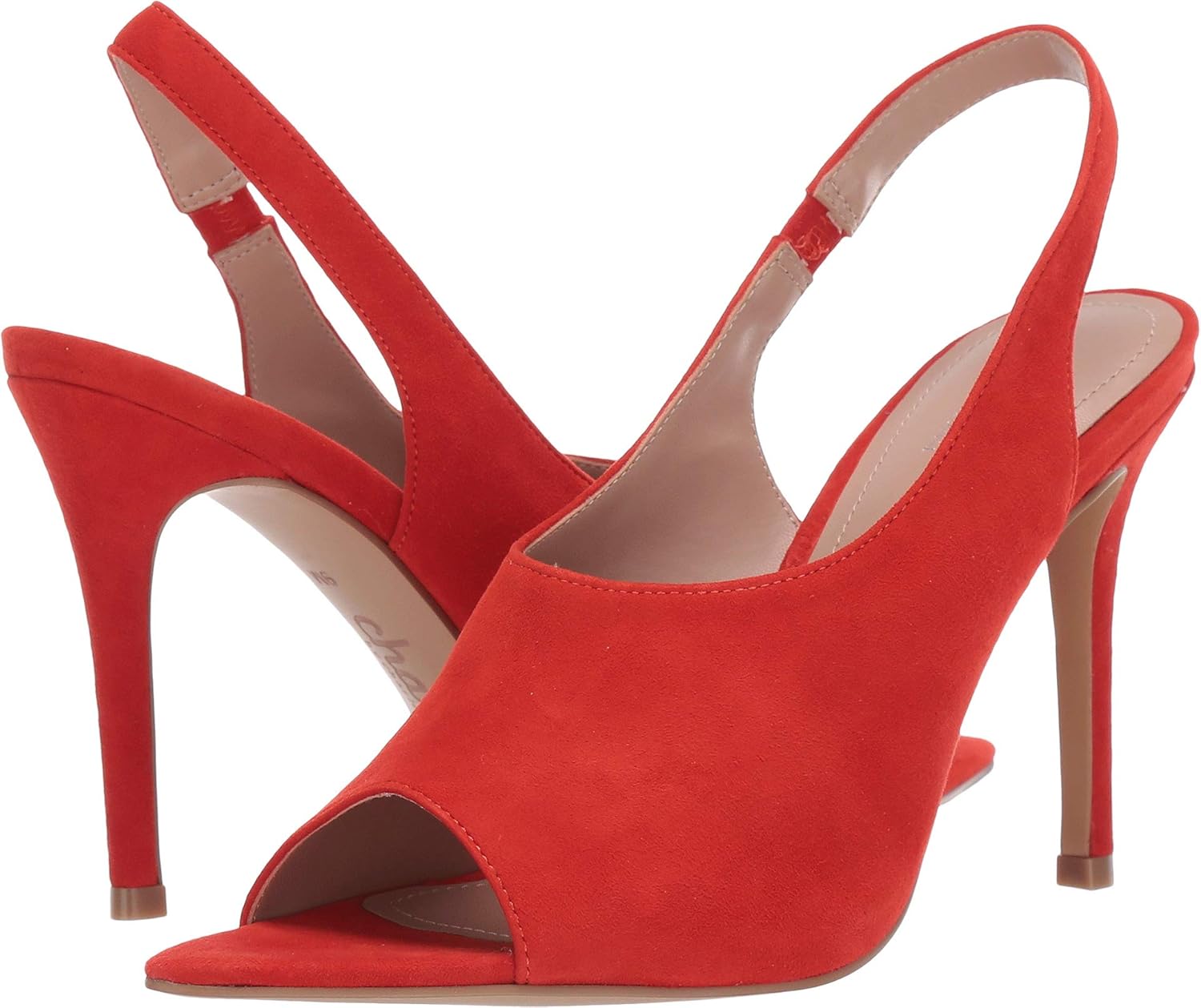 red suede slingbacks