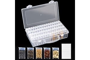 SZLTZK 64-Slots Seed Storage Organizer Box with Label Stickers, Seed Storage Container for Flower Plants, Seeds & Bulbs, Flower, Vegetable, Clover and Basil Seeds, Gardening Supplies & Organizer