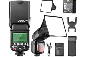 Godox V860II-C V860IIC TTL Flash for Canon, GN60, HSS 1/8000s, 2.4G Wireless Speedlite, Li-ion Battery (650 Shots), External On-Camera Flash with Diffuser Kit