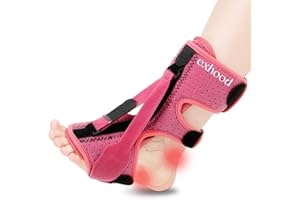 exhood Upgraded Plantar Fasciitis Night Splint, 3 Adjustable Straps Plantar Fasciitis Relief Braces for Plantar Fasciitis, Achilles Tendonitis, Foot Drop & Heel Spur Pain Relief Day & Night (Pink)