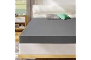 VISCOFLEX Queen Mattress Topper-Extra Firm 3 Inch High Density Foam Bed Topper with Ventilated Design for Extra Weight, Back Pain Relief-Charcoal Infusion,CertiPUR-US