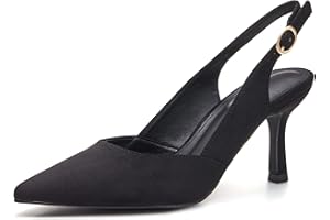 COUTGO Women's Slingback Kitten Heels Closed Pointed Toe Backless Wedding Party Dress Pumps Shoes