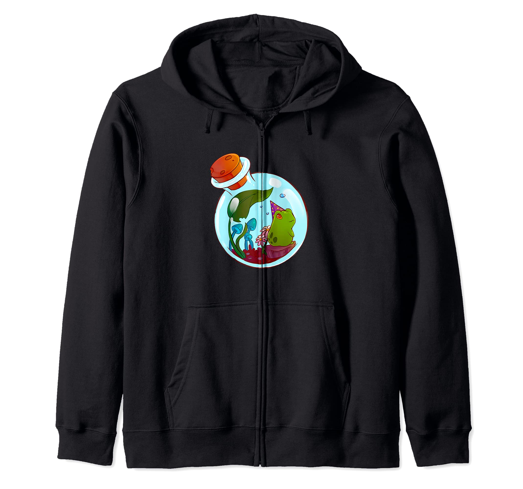 Frog Terrarium Kawaii Witch Cute Cottagecore Aesthetic Zip Hoodie