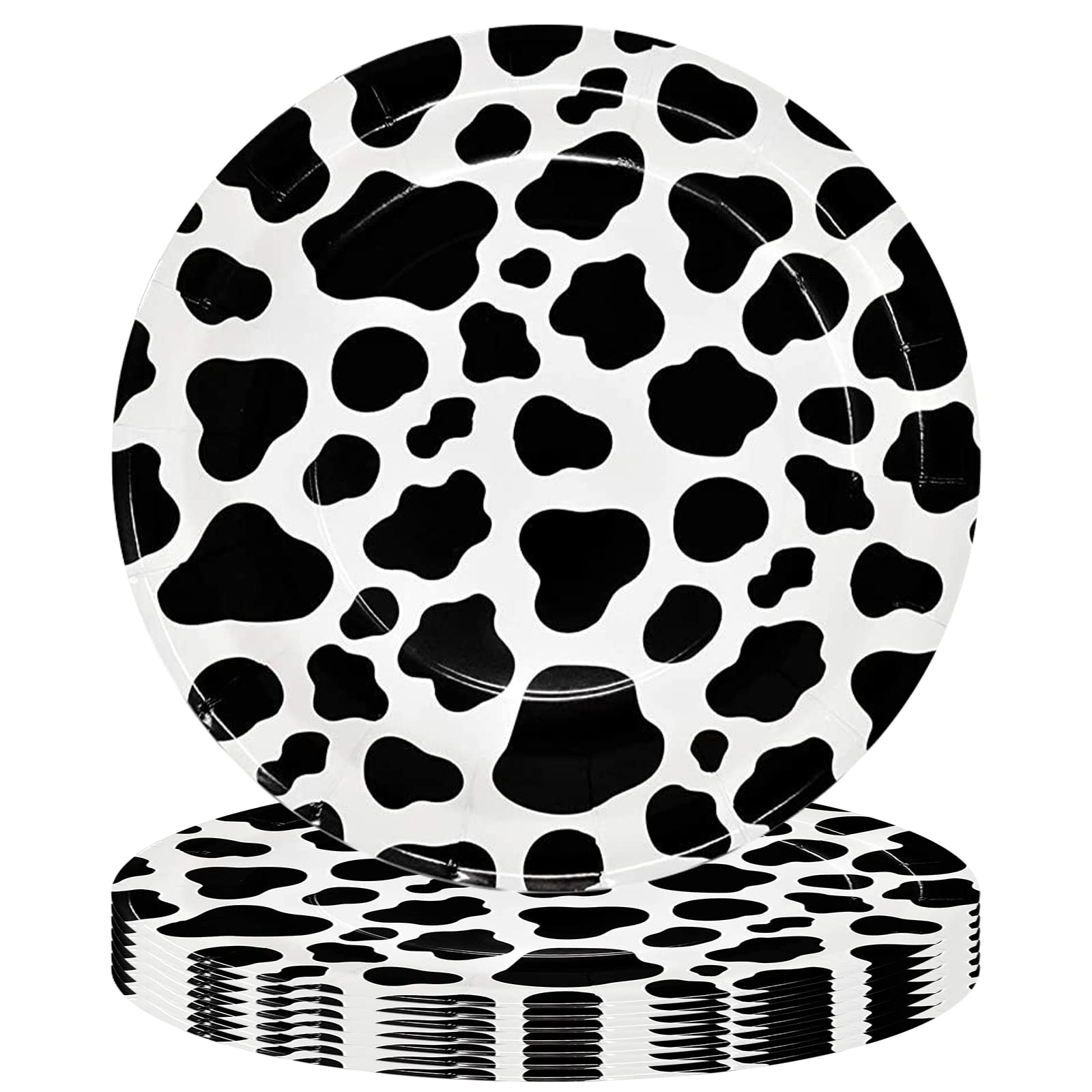 POPOYU 16P Jungle Safari Animal Party Cow Print Paper Plates 9 inch,Jungle Animal Party Disposable Paper Plates,Jungle Theme Party Tableware Decorations Set Jungle Safari Reptile Party Supplies