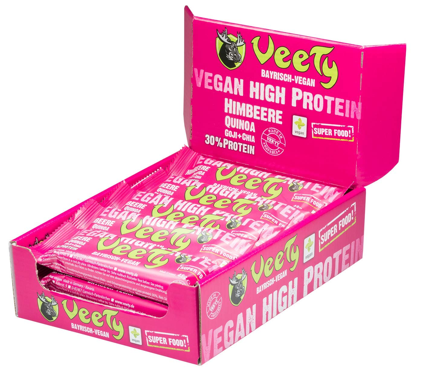 veety - Vegan High proteína Bar 30% - Frambuesa veganas ...