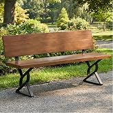 HEONITURE 16" Bench Legs with Backrest Bracket, Heavy Duty Metal, Set of 2 | Carbon Steel, Powder-Coated, 1000lb Capacity, Fits Butcher Block &amp; Wood Slabs, Indoor/Outdoor