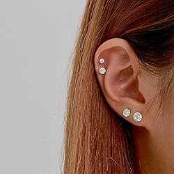 Gold Stud Earrings Set for Women Men, 20G