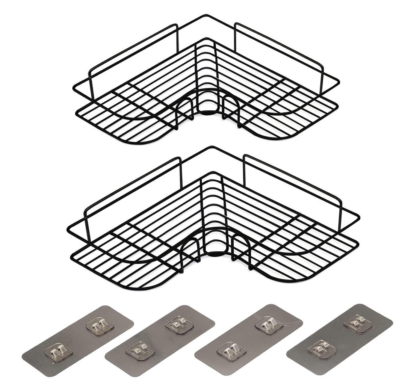 B & Z No-Drill Adhesive Corner Caddy for Bathroom/Kitchen – 2-Piece Set– Durable and Rust-Resistant Wall Shelves for Organizing and Storage