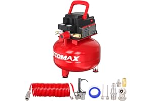 ECOMAX Air Compressor 3 Gallon 110 PSI Pancake Portable Oil-free Tank with 11 PCS Accessories Kit