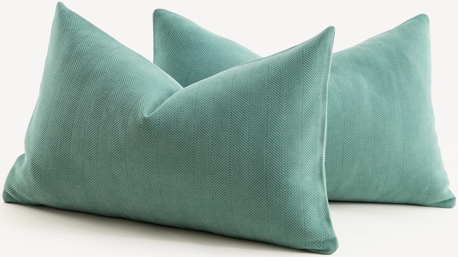Mandioo Pack of 2 Chenille Cushion Covers Soft Comfortable Durable Throw Pillow Cases for Home Decor Sofa Couch Living Room Bedroom 12 x 20 Inch 30x50 cm Teal