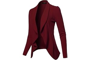 SSOULM Women's Long Sleeve Classic Draped Open Front Lightweight Blazer with Plus Size
