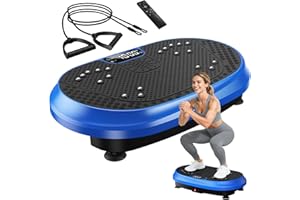 HVX Vibration Plate Exercise Machine, Vibrating Fitness Platform for Lymphatic Drainage, Full Body Shaker Workout Equipment, Bluetooth Music Shaping Vibrate Plate, Board Sport for Home Exercise Gym, Blue