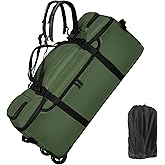 Mfinesun Rolling Duffle Bag with Wheels, 90L 32-inch Large Foldable Travel Duffel Bags Durable, Tear-resistant Heavy-duty Luggage Bag (Green)
