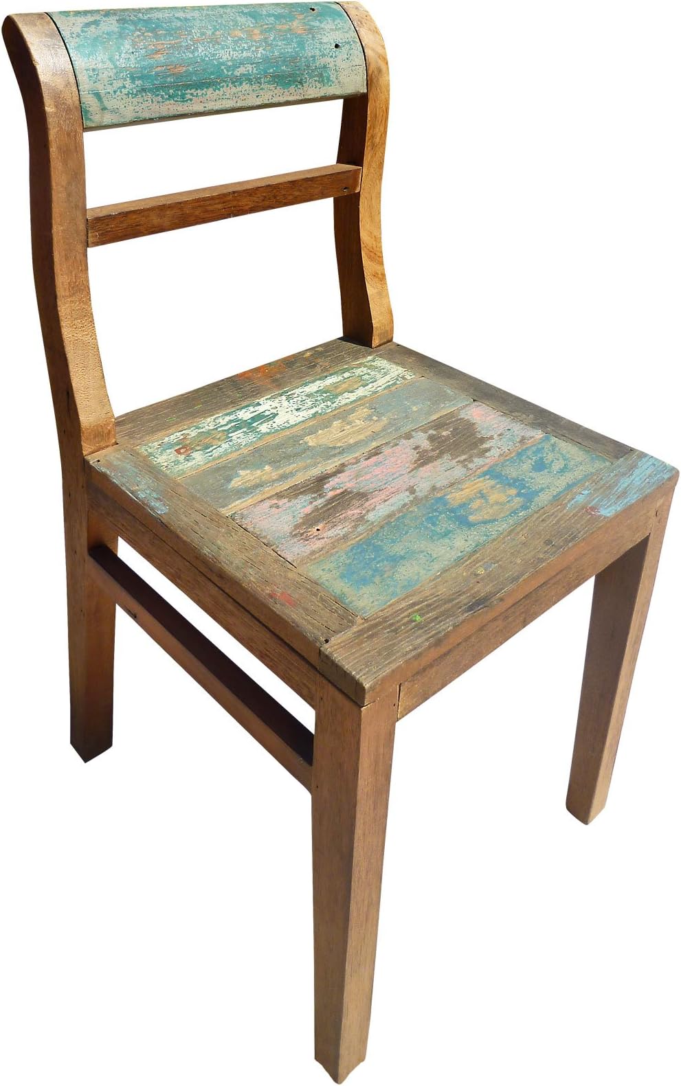 OUTFLEXX Garden Chair made from recycled Fishing Boat Wood Chair with Curved Back, 46X46X89 CM