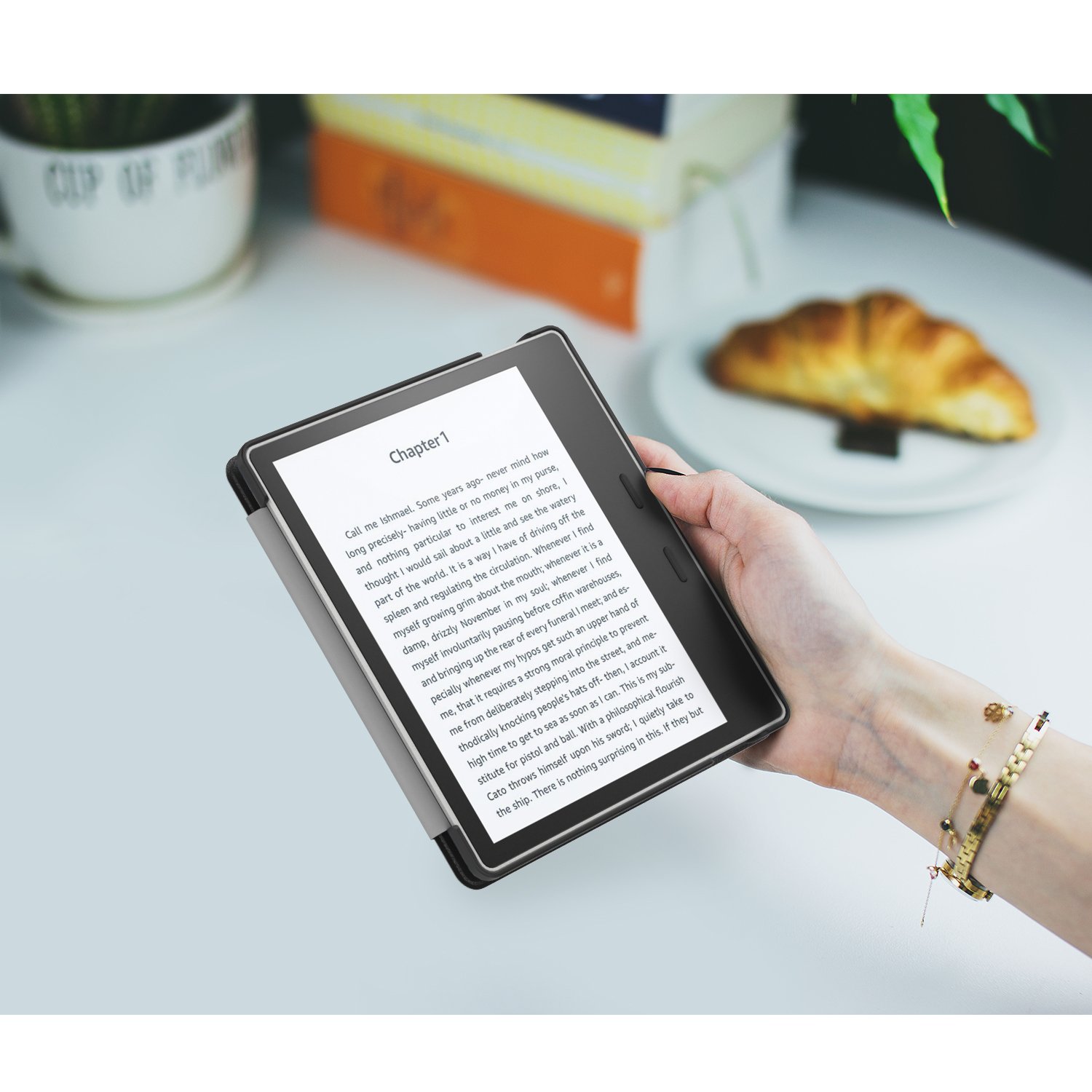 MoKo Case Fits All-New 7“ Kindle Oasis (9th and 10th Generation ONLY, 2017 and 2019 Release), Premium Ultra Lightweight Shell Cover with Auto Wake/Sleep - Black