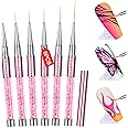 SAVILAND 6pcs Nail Art Liner Brushes Set: Nail Brush Gel Polish Painting Nail Art Design Brushes Pen with Crushed Diamond Rhinestone Handle for Pulling Lines,Sizes 7/9/11/13/17/23 mm