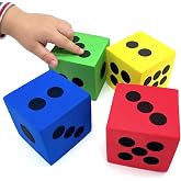 Large Foam Dice Jumbo 4 Pack - 2.5 Inch Big Soft Dice for Kids &amp; Classroom | Giant Oversized Dice Set for Math Games &amp; Yard Play - Huge, Easy-to-Read Numbers - Red, Yellow, Blue, Green