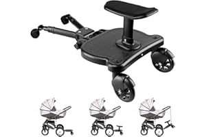 Universal Stroller Board, 2-in-1 Buggy Board with Detachable Seat Standing Board, Stroller Glider Board Attachment for Most B