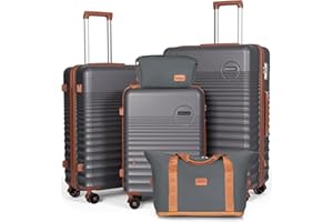 CONCEPTEN Luggage Sets 5 Piece, Suitcases with Wheels, Hardshell Suitcase Set, ABS Carry on Luggage Set with TSA Lock, Travel Luggage