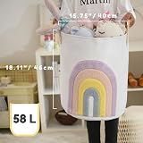 INough Baby Laundry Basket 58L Pink Rainbow Hamper with Drawstring view 4