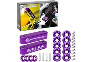 x xotic tech JDM Front Hood Vent Space Riser Spacer Modification + Fender Bumper Washer Engine Bolt Bay Dress Up Kit, Aluminum Alloy Billet Compatible with Honda Civic CRX, Acura Integra (Purple)