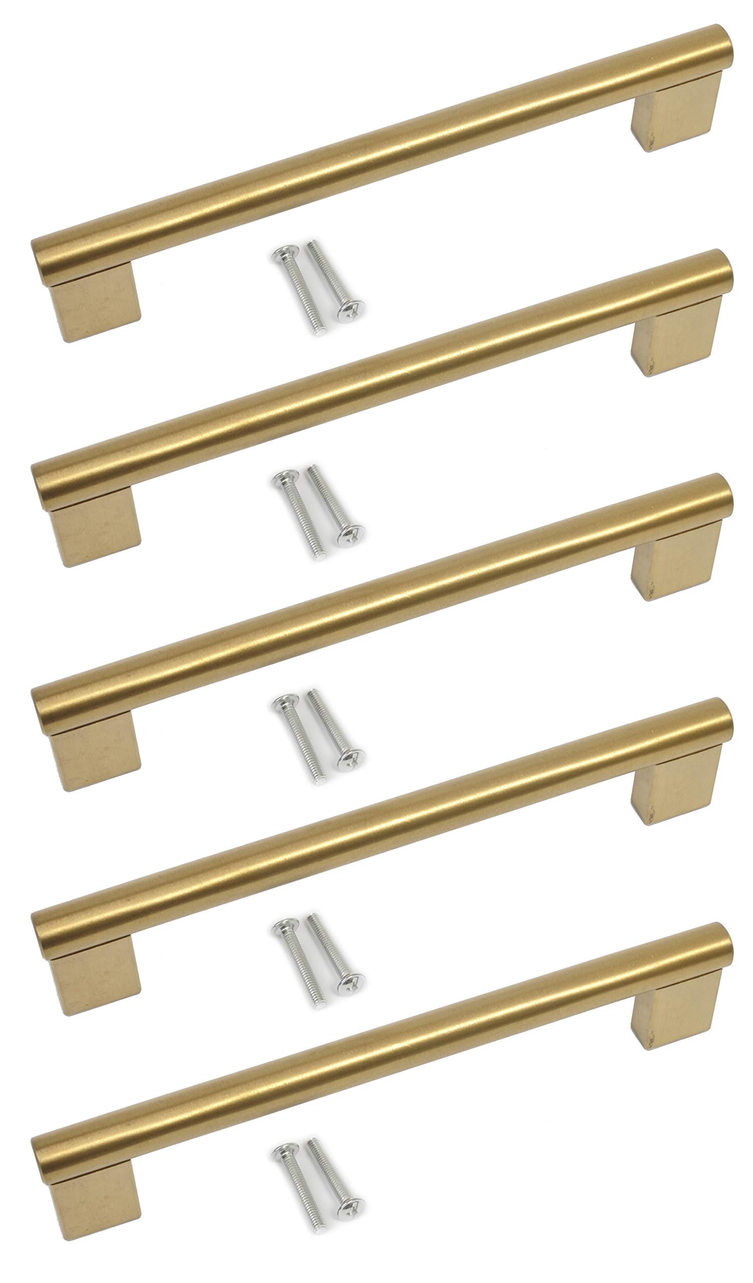 BSM Marketing Kitchen Cupboard Cabinet Keyhole Boss Bar Door Handle Knob Gold Finish (5, 256mm Hole Centres)