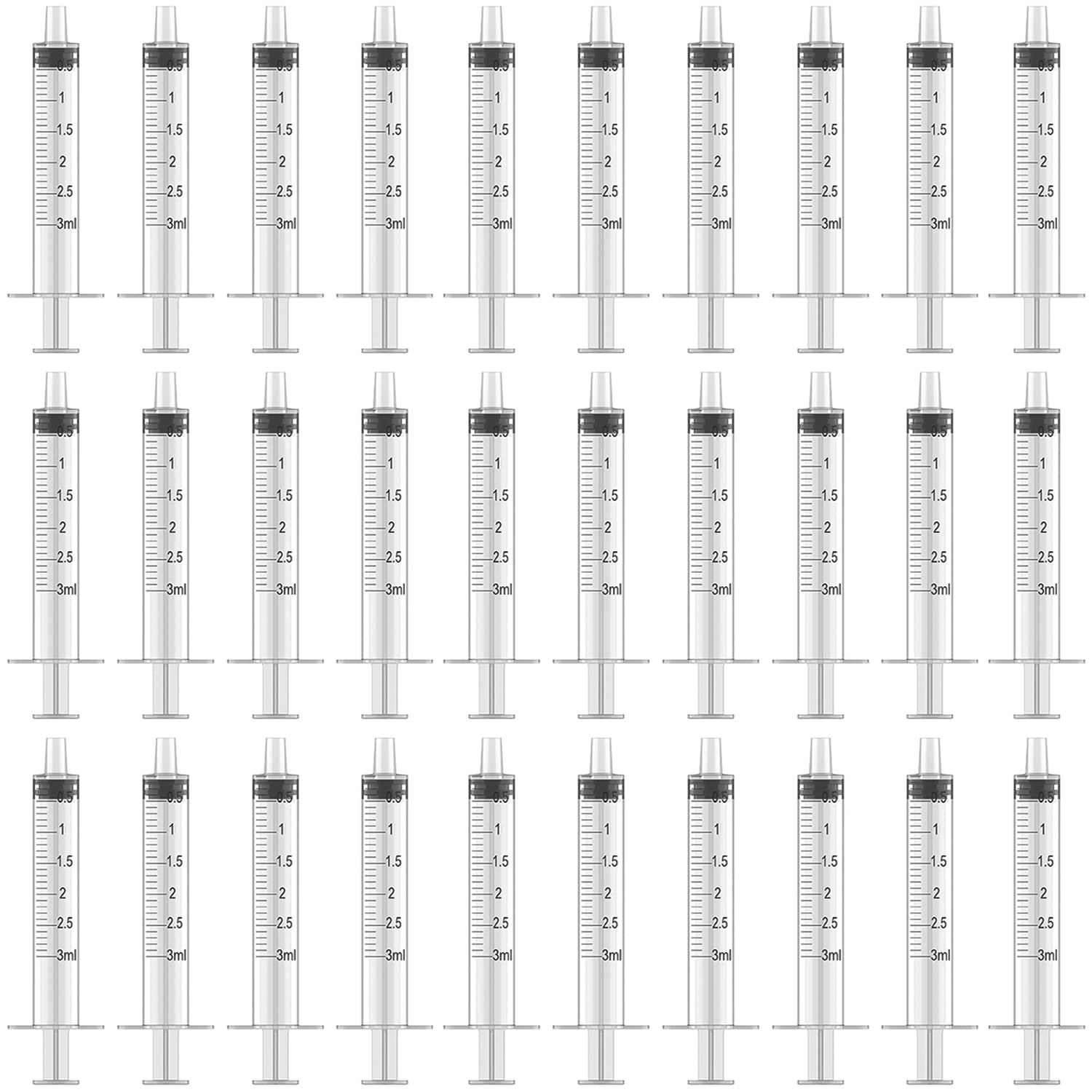 Photo 1 of 50 Pcs 3ml 3cc Syringe No Needle Plastic Syringe for Pets Oral, Refilling, Oil or Glue Applicator, Measuring or Transfering Tiny Amount of Liquids, Without Cap
