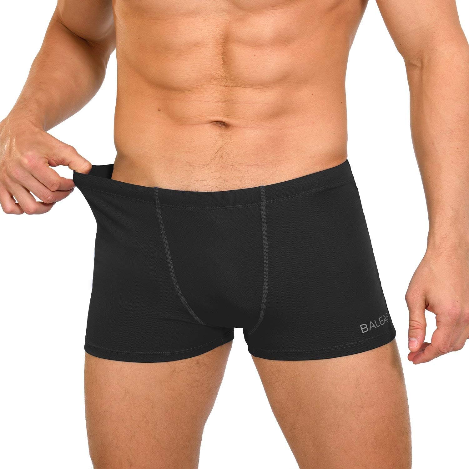 BALEAF Men's Athletic Swim Jammers PBT Durable Square Leg Briefs Training Swimsuit: Clothing