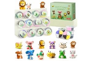 Air Dry Clay for Kids, 12 Animal Modeling Clay Kit with Tools & Steps Directions, Ultra Light Soft & Safe Non-Sticky, No odou